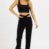 LE LIS BLACK WAIST CUTOUT TIE-BACK PANT NEW ARRIVALS