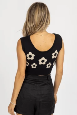 BAILEY ROSE BLACK DAISY SWEATER TANK *BACK IN STOCK* CLOTHING