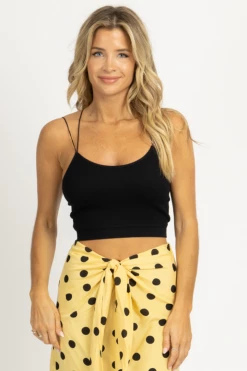 DYNAMIC FASHION BLACK SPAGHETTI STRAP RIBBED CROP *BACK IN STOCK* CLOTHING