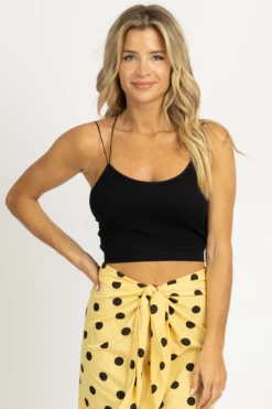 DYNAMIC FASHION BLACK SPAGHETTI STRAP RIBBED CROP *BACK IN STOCK* CLOTHING