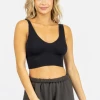 DYNAMIC FASHION BLACK ESSENTIAL RIBBED V-NECK CROP *BACK IN STOCK* CLOTHING