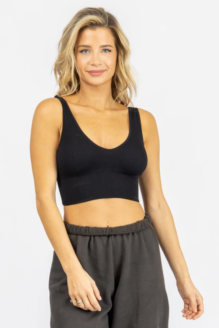 DYNAMIC FASHION BLACK ESSENTIAL RIBBED V-NECK CROP *BACK IN STOCK* CLOTHING 1 DYNAMIC FASHION BLACK ESSENTIAL RIBBED V-NECK CROP *BACK IN STOCK* CLOTHING