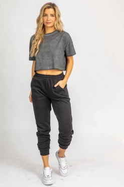 THE FREE YOGA CLOTHING BLACK FLEECED BASIC JOGGER