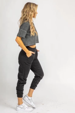 THE FREE YOGA CLOTHING BLACK FLEECED BASIC JOGGER