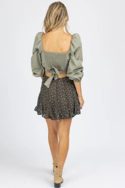 DRESS FORUM BLACK FLORAL RUFFLED MINI SKIRT 13 DRESS FORUM BLACK FLORAL RUFFLED MINI SKIRT