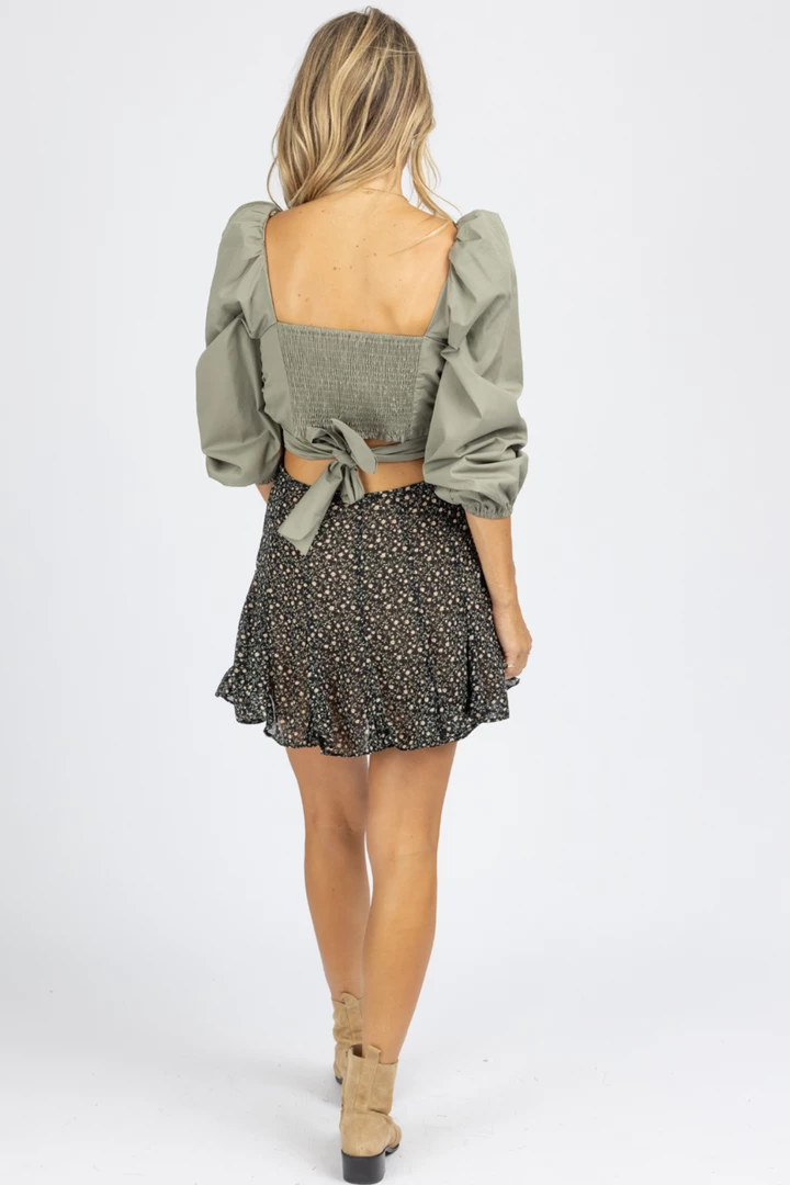 DRESS FORUM BLACK FLORAL RUFFLED MINI SKIRT 7 DRESS FORUM BLACK FLORAL RUFFLED MINI SKIRT