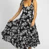 OLIVACEOUS NEW ARRIVALS BLACK FLORAL TIE STRAP MAXI