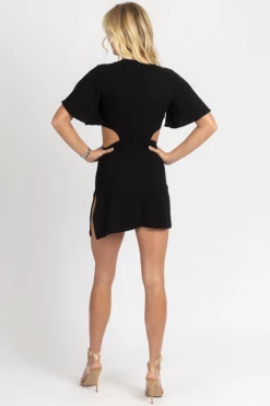 TREND NOTES BLACK CUTOUT FLUTTER SLEEVE MINI DRESS 11 TREND NOTES BLACK CUTOUT FLUTTER SLEEVE MINI DRESS
