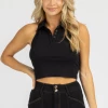 BAILEY ROSE BLACK COLLARED HALTER TANK CLOTHING