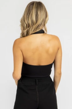 BAILEY ROSE BLACK COLLARED HALTER TANK CLOTHING