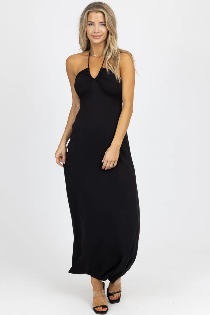 LE LIS BLACK HALTER BACK TIE MAXI DRESS NEW ARRIVALS 2 LE LIS BLACK HALTER BACK TIE MAXI DRESS NEW ARRIVALS