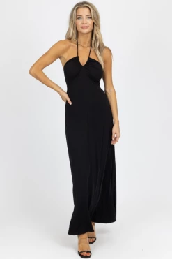 LE LIS BLACK HALTER BACK TIE MAXI DRESS NEW ARRIVALS 9 LE LIS BLACK HALTER BACK TIE MAXI DRESS NEW ARRIVALS