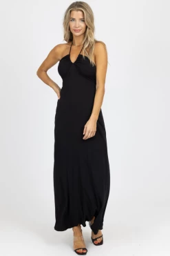 LE LIS BLACK HALTER BACK TIE MAXI DRESS NEW ARRIVALS 8 LE LIS BLACK HALTER BACK TIE MAXI DRESS NEW ARRIVALS