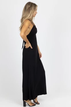 LE LIS BLACK HALTER BACK TIE MAXI DRESS NEW ARRIVALS 10 LE LIS BLACK HALTER BACK TIE MAXI DRESS NEW ARRIVALS