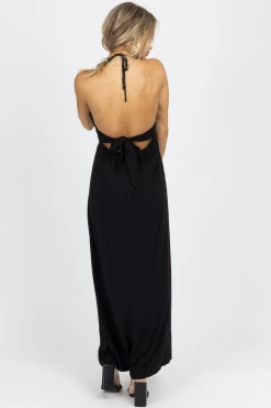 LE LIS BLACK HALTER BACK TIE MAXI DRESS NEW ARRIVALS 11 LE LIS BLACK HALTER BACK TIE MAXI DRESS NEW ARRIVALS