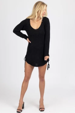 MABLE NEW ARRIVALS BLACK KNIT SCOOP BACK MINI DRESS 8 MABLE NEW ARRIVALS BLACK KNIT SCOOP BACK MINI DRESS