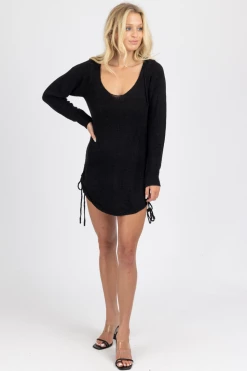 MABLE NEW ARRIVALS BLACK KNIT SCOOP BACK MINI DRESS 9 MABLE NEW ARRIVALS BLACK KNIT SCOOP BACK MINI DRESS