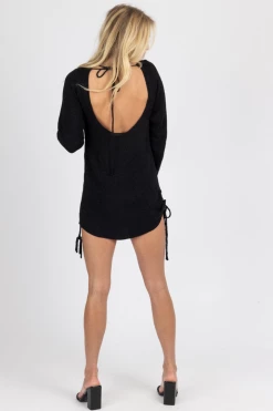 MABLE NEW ARRIVALS BLACK KNIT SCOOP BACK MINI DRESS 11 MABLE NEW ARRIVALS BLACK KNIT SCOOP BACK MINI DRESS
