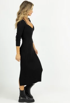 MABLE BLACK KNIT LAYERED BRA MIDI DRESS SET NEW ARRIVALS