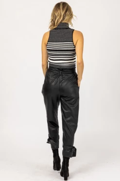 VENTI6 CLOTHING LEATHER PLEATED ANKLE TIE PANTS