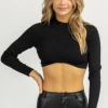 OLIVACEOUS BLACK UNDERBUST LONGSLEEVE CROP NEW ARRIVALS