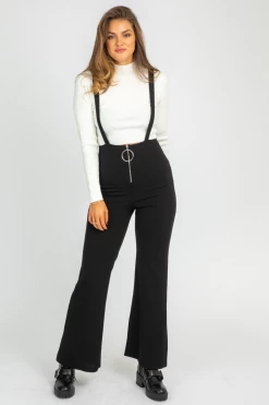 CANVAS BLACK O-RING ZIP JUMPSUIT CLOTHING