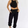 NO VACANCY CLOTHING BLACK OUTSEAM FRENCH TERRY JOGGER SET
