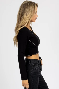 LE LIS BLACK + NUDE OUTSEAM LONG SLEEVE TOP