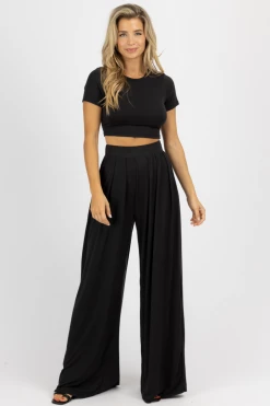 LA VIDA BUTTER SOFT BLACK CROP PALAZZO PANT SET *BACK IN STOCK* BEST SELLERS 9 LA VIDA BUTTER SOFT BLACK CROP PALAZZO PANT SET *BACK IN STOCK* BEST SELLERS
