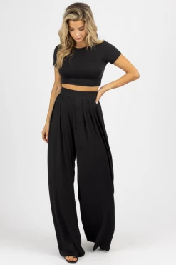 LA VIDA BUTTER SOFT BLACK CROP PALAZZO PANT SET *BACK IN STOCK* BEST SELLERS 8 LA VIDA BUTTER SOFT BLACK CROP PALAZZO PANT SET *BACK IN STOCK* BEST SELLERS