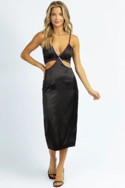 BLUE BLUSH BLACK PLUM CONTRAST TRIM SATIN MIDI DRESS NEW ARRIVALS 9 BLUE BLUSH BLACK PLUM CONTRAST TRIM SATIN MIDI DRESS NEW ARRIVALS