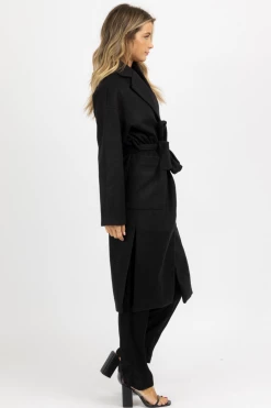 FORE COLLECTION BLACK OVERSIZE BELTED TRENCH COAT NEW ARRIVALS