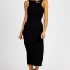 EDIT BY NINE BLACK THICK RIB SCOOP BACK MAXI DRESS