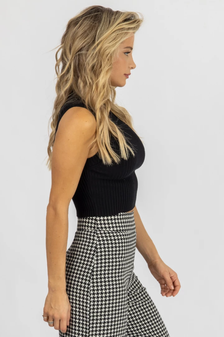 MISS LOVE BLACK RIBBED KNIT TANK 6 MISS LOVE BLACK RIBBED KNIT TANK