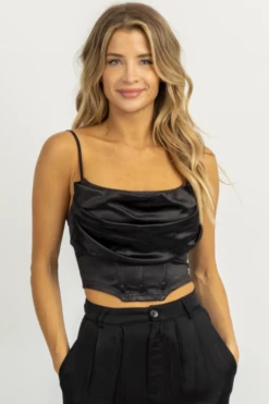 BLUE BLUSH BLACK BONING DETAIL COWL NECK TOP 8 BLUE BLUSH BLACK BONING DETAIL COWL NECK TOP