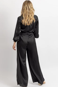 STRUT AND BOLT BLACK SATIN LONGSLEEVE WIDE LEG JUMPSUIT 11 STRUT AND BOLT BLACK SATIN LONGSLEEVE WIDE LEG JUMPSUIT
