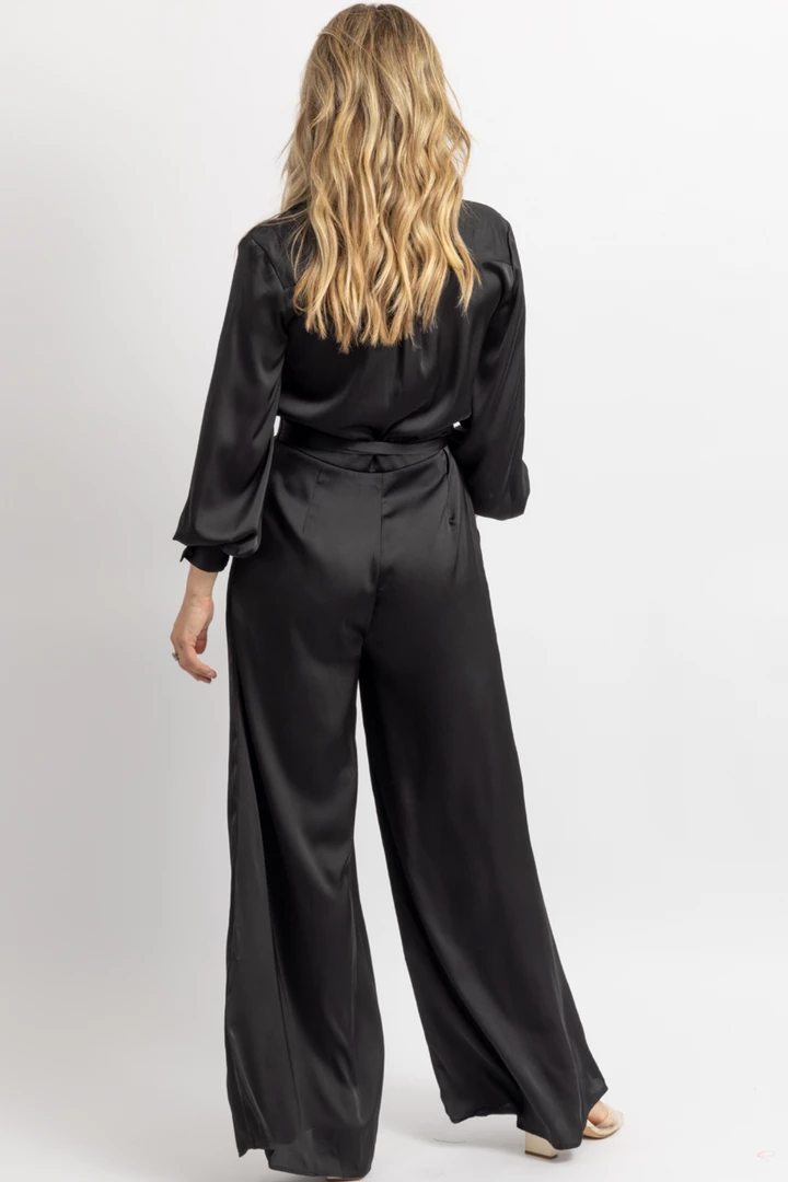 STRUT AND BOLT BLACK SATIN LONGSLEEVE WIDE LEG JUMPSUIT 6 STRUT AND BOLT BLACK SATIN LONGSLEEVE WIDE LEG JUMPSUIT