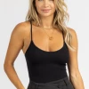 DYNAMIC FASHION BLACK RIB SCOOPNECK CAMI BODYSUIT *BACK IN STOCK* BEST SELLERS