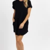 CHERISH NEW ARRIVALS BLACK SHIFT + SHOUT MINI DRESS