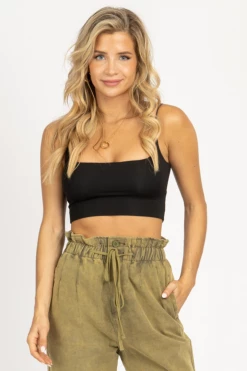L'ABEYE BLACK SLINKY CAMI CROP NEW ARRIVALS