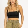 L'ABEYE BLACK SLINKY CAMI CROP NEW ARRIVALS