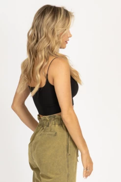 L'ABEYE BLACK SLINKY CAMI CROP NEW ARRIVALS