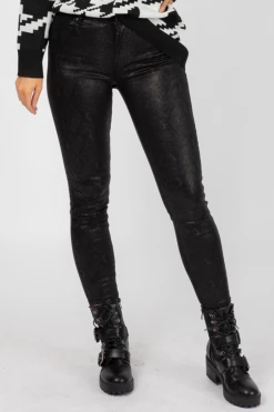 Q2 BLACK SNAKE PRINT SKINNY PANTS