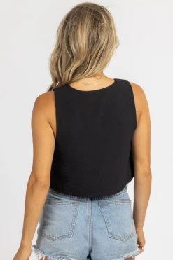 DEE ELLY BLACK SQUARENECK RELAXED CROP TOP