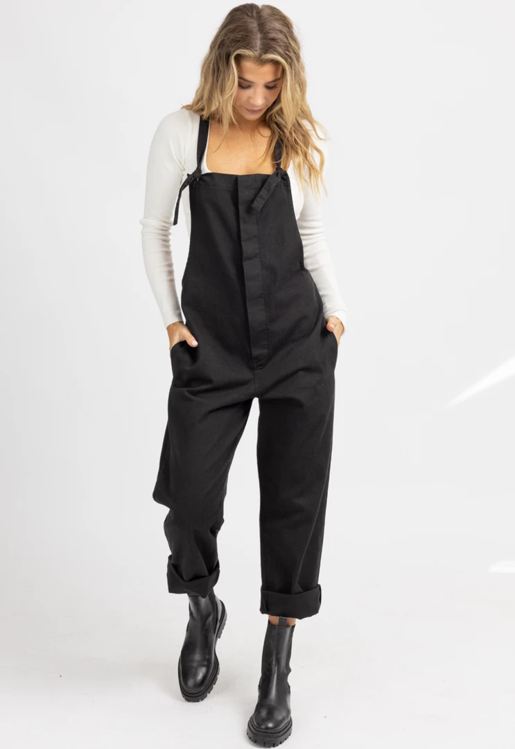 FORE COLLECTION BLACK STRAIGHT LEG BUTTONED OVERALL NEW ARRIVALS 2 FORE COLLECTION BLACK STRAIGHT LEG BUTTONED OVERALL NEW ARRIVALS