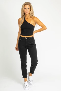 Q2 CLOTHING BLACK STRAIGHT LEG JEANS