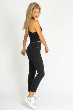 Q2 CLOTHING BLACK STRAIGHT LEG JEANS