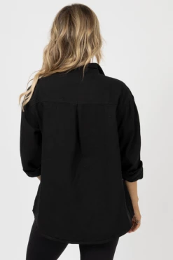 LEMON TREE BLACK STUDDED FRINGE POCKET JACKET CLOTHING