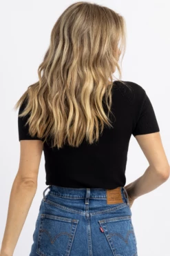 CRESCENT AVRIL BLACK SWEETHEART RIB KNIT TOP NEW ARRIVALS 9 CRESCENT AVRIL BLACK SWEETHEART RIB KNIT TOP NEW ARRIVALS