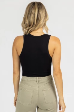 DYNAMIC FASHION BLACK THICK BAND V-NECK BODYSUIT *BACK IN STOCK*